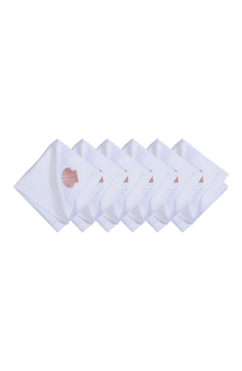 C&F Home Nature Coral Embroidered Machine Washable Napkins Set of 6, Main, color, Pink