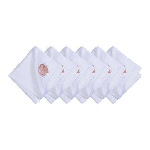 Nature Coral Embroidered Machine Washable Napkins Set of 6