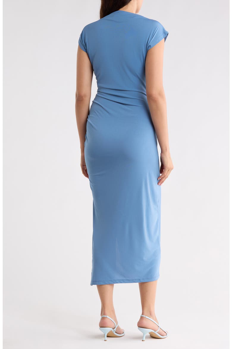 Ruched Cowl Neck Midi Dress, Alternate, color, BLUE