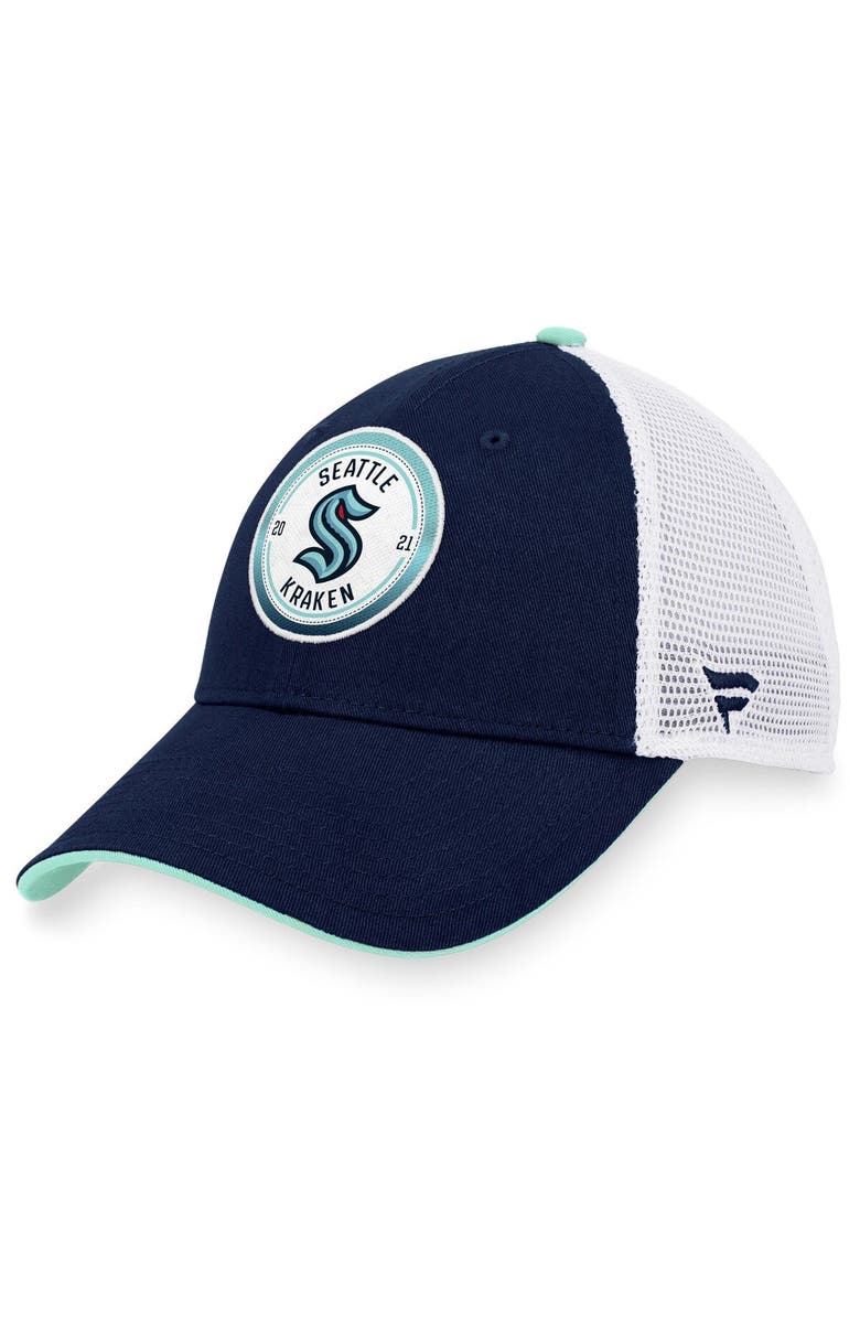 FANATICS Men's Fanatics Branded Deep Sea Blue/White Seattle Kraken Iconic Gradient Trucker Snapback Hat, Main, color, Navy