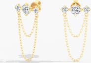 Everlee Starlight Bar Chain Lab Diamond Studs in 14K Gold