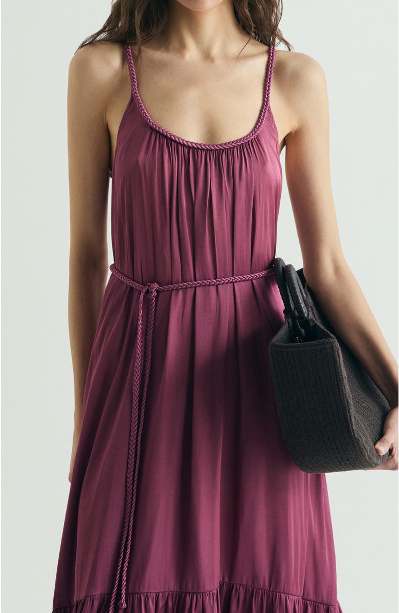 Scalpers Dress Braided Waistband, Alternate, color, Burgundy
