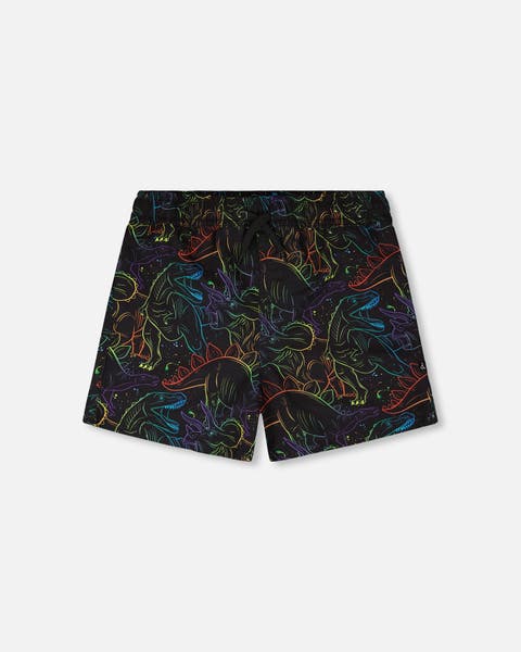 Above the Knee Elastic Waist Dinosaur Print Swim Trunks (Baby)