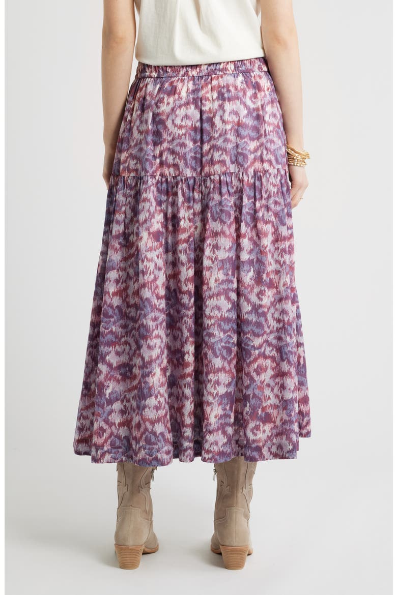 Smocked Waist Cotton Maxi Skirt, Alternate, color, PINK- BLUE DAISY TAPESTRY
