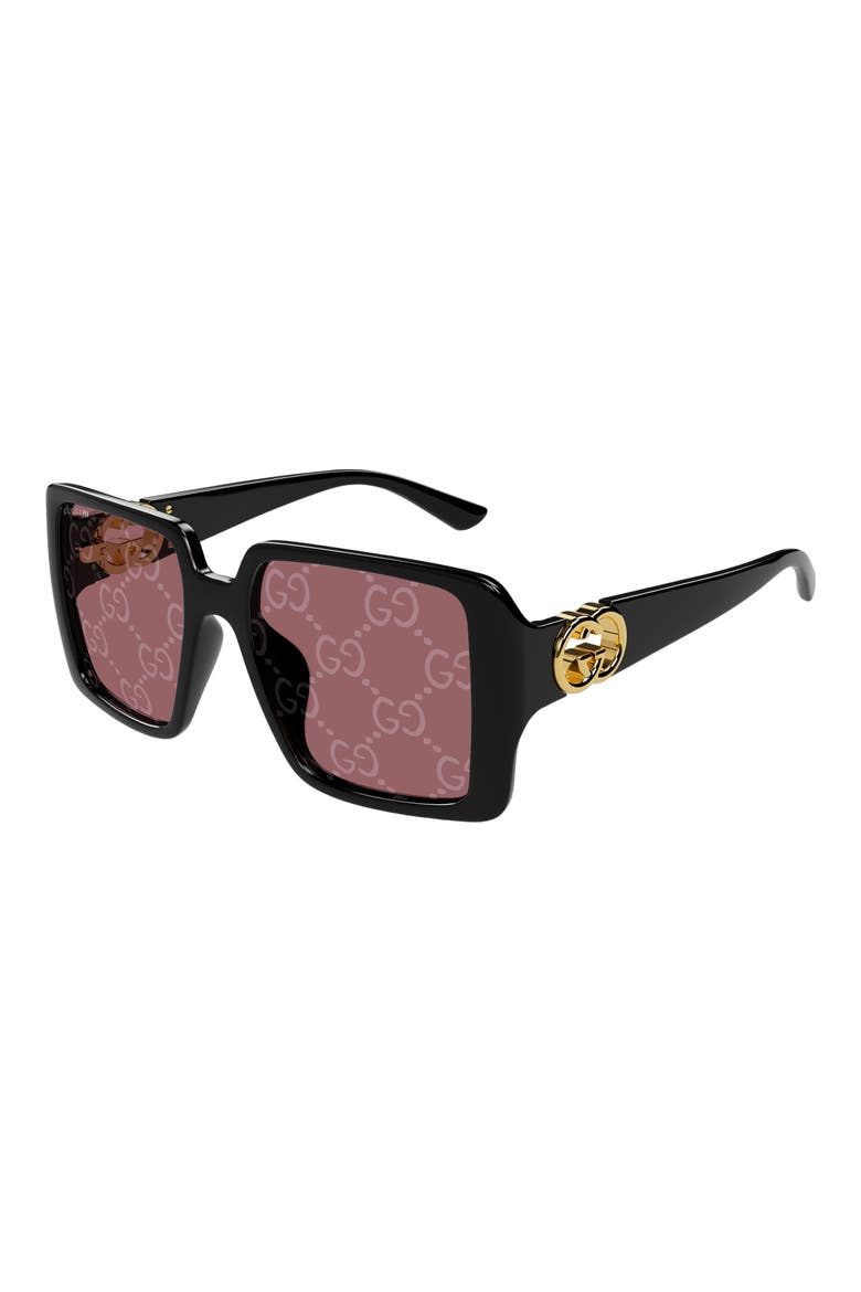 54mm Square Sunglasses, Alternate, color, BLACK