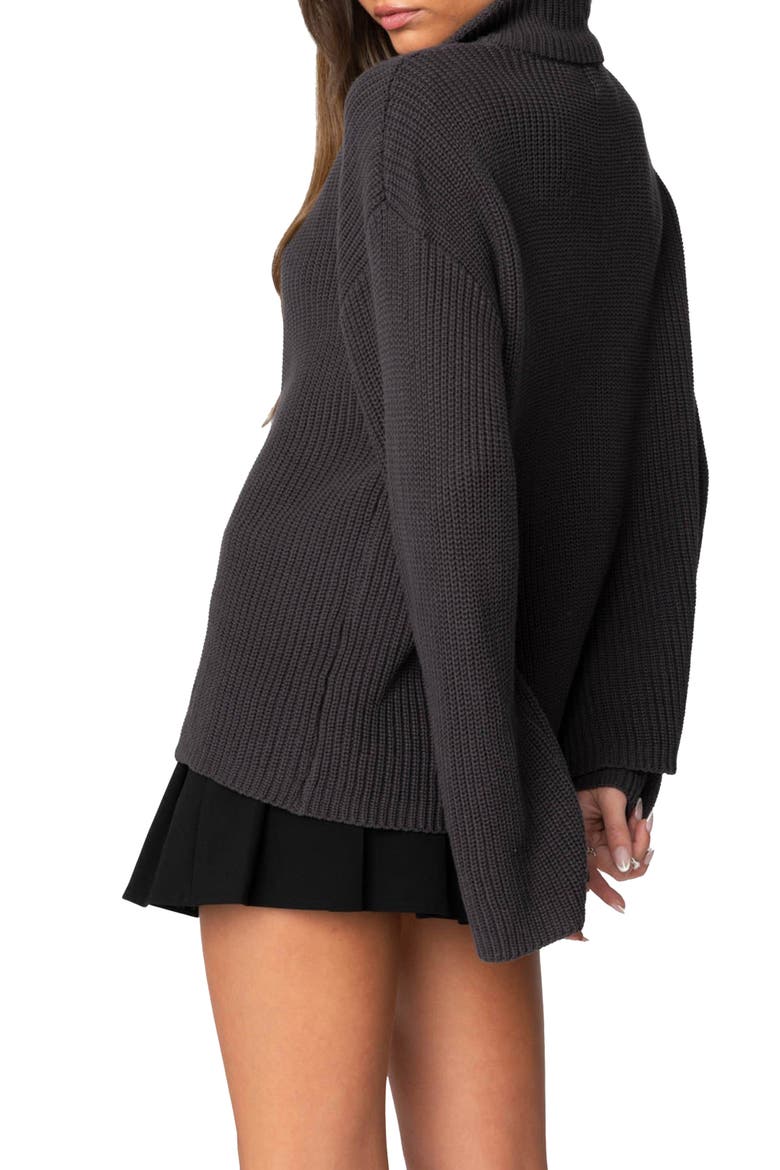 Amour High Neck Oversize Half Zip Knit Pullover, Alternate, color, DARK GRAY