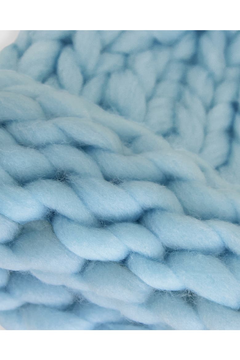 Snowflake Hand Knitted Beanie, Alternate, color, Sky Blue