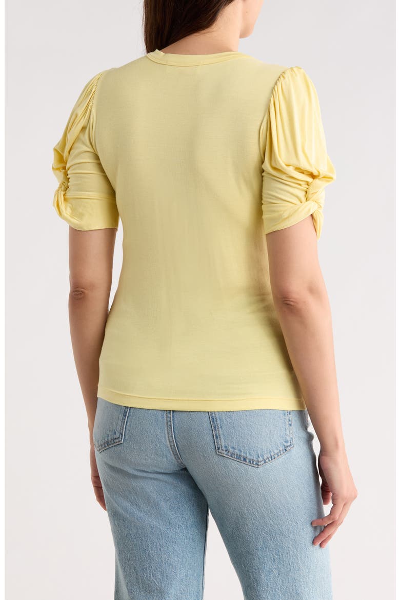 Solid Scrunched Sleeve Top, Alternate, color, LEMON