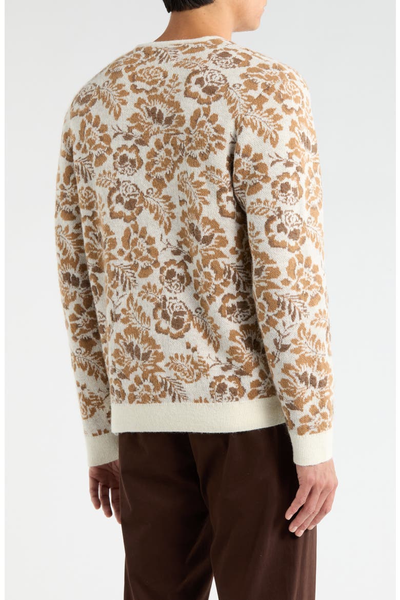 Alban Floral Jacquard Cardigan, Alternate, color, NATURAL / BROWN