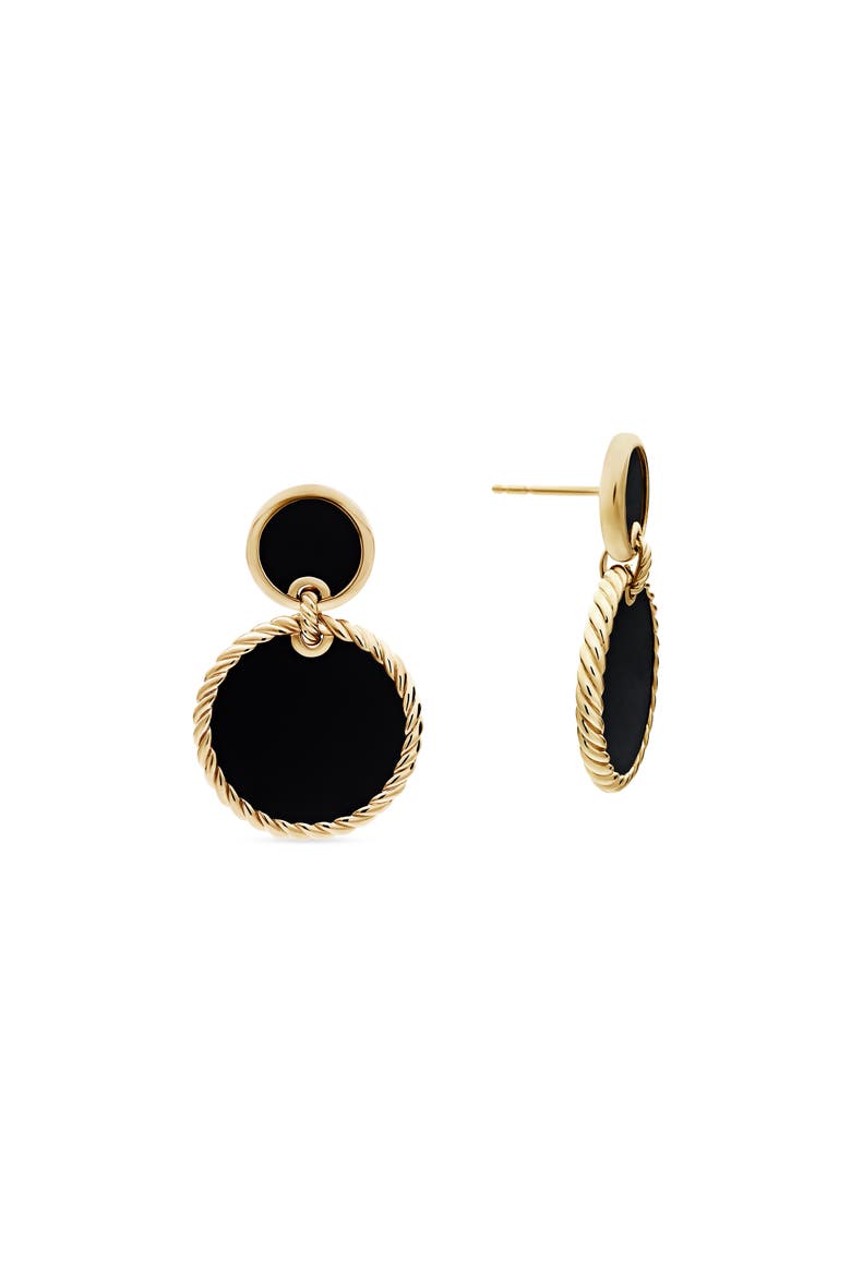 Elements Double Drop Earrings, Alternate, color, BLACK ONYX/ YELLOW GOLD