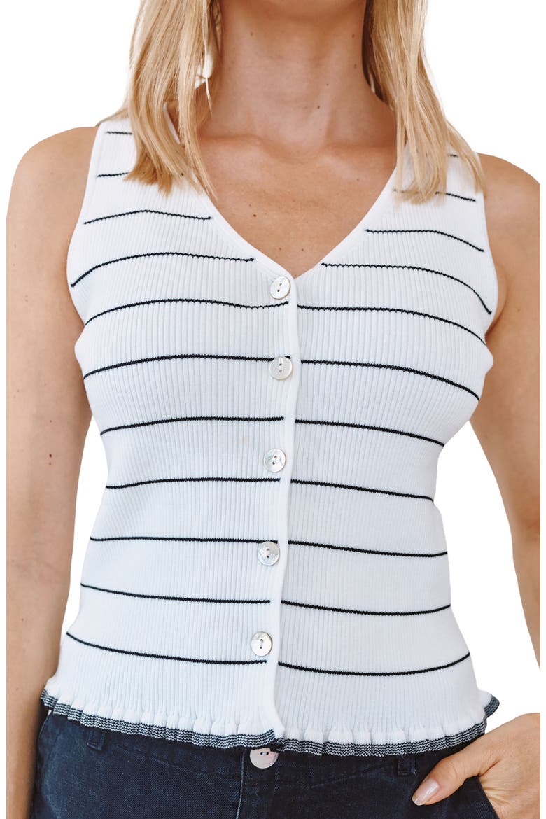 Ruffle Hem Rib Tank, Alternate, color, GARDEN PARTY STRIPE