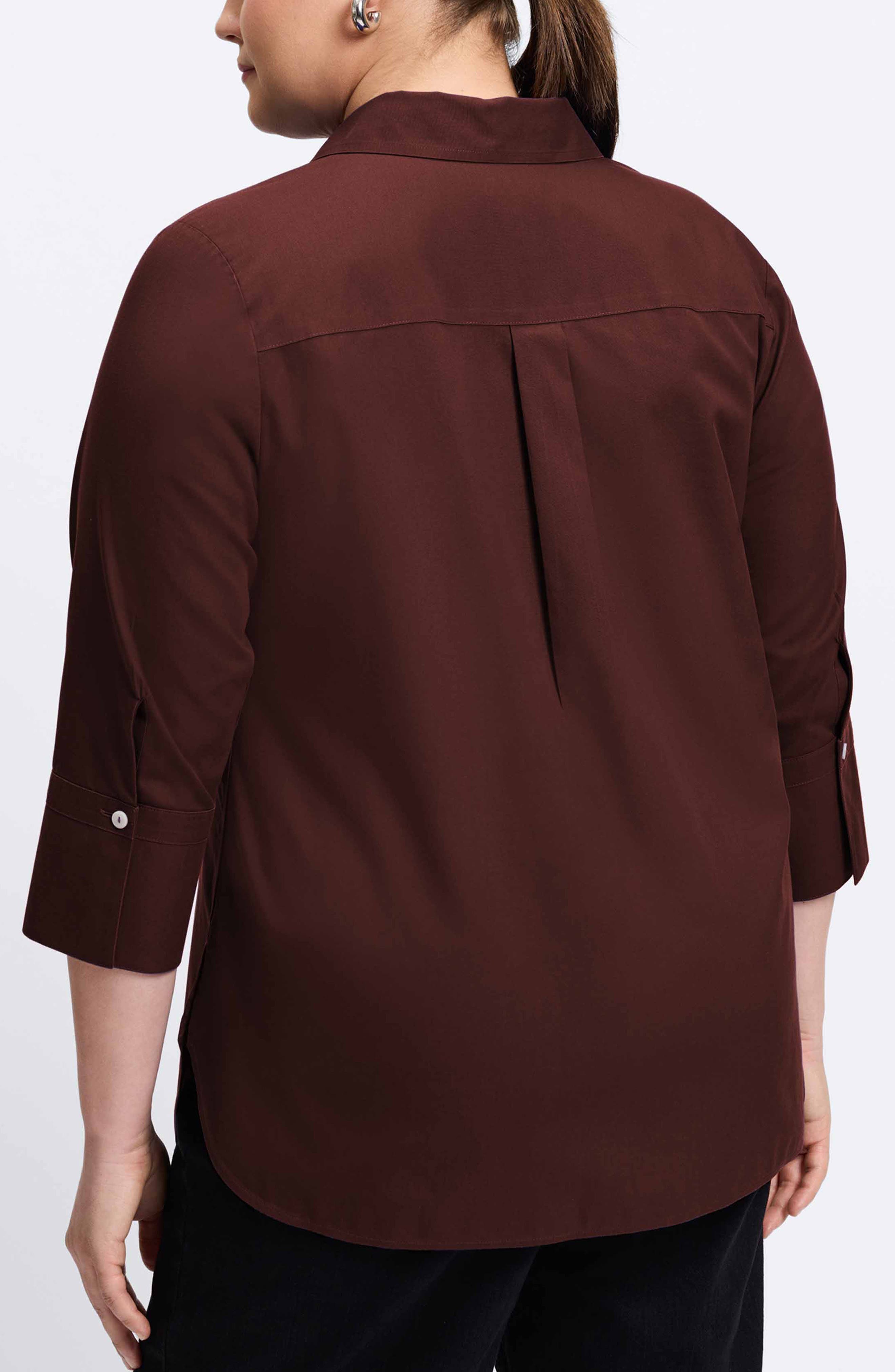 Madison Non-Iron Three-Quarter Sleeve Cotton Button-Up Shirt - image 2
