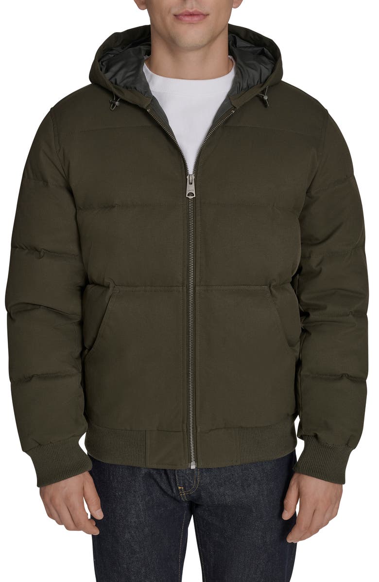 Levi's<sup>®</sup> Quilted Puffer Hoodie Bomber Jacket, Main, color, Olive