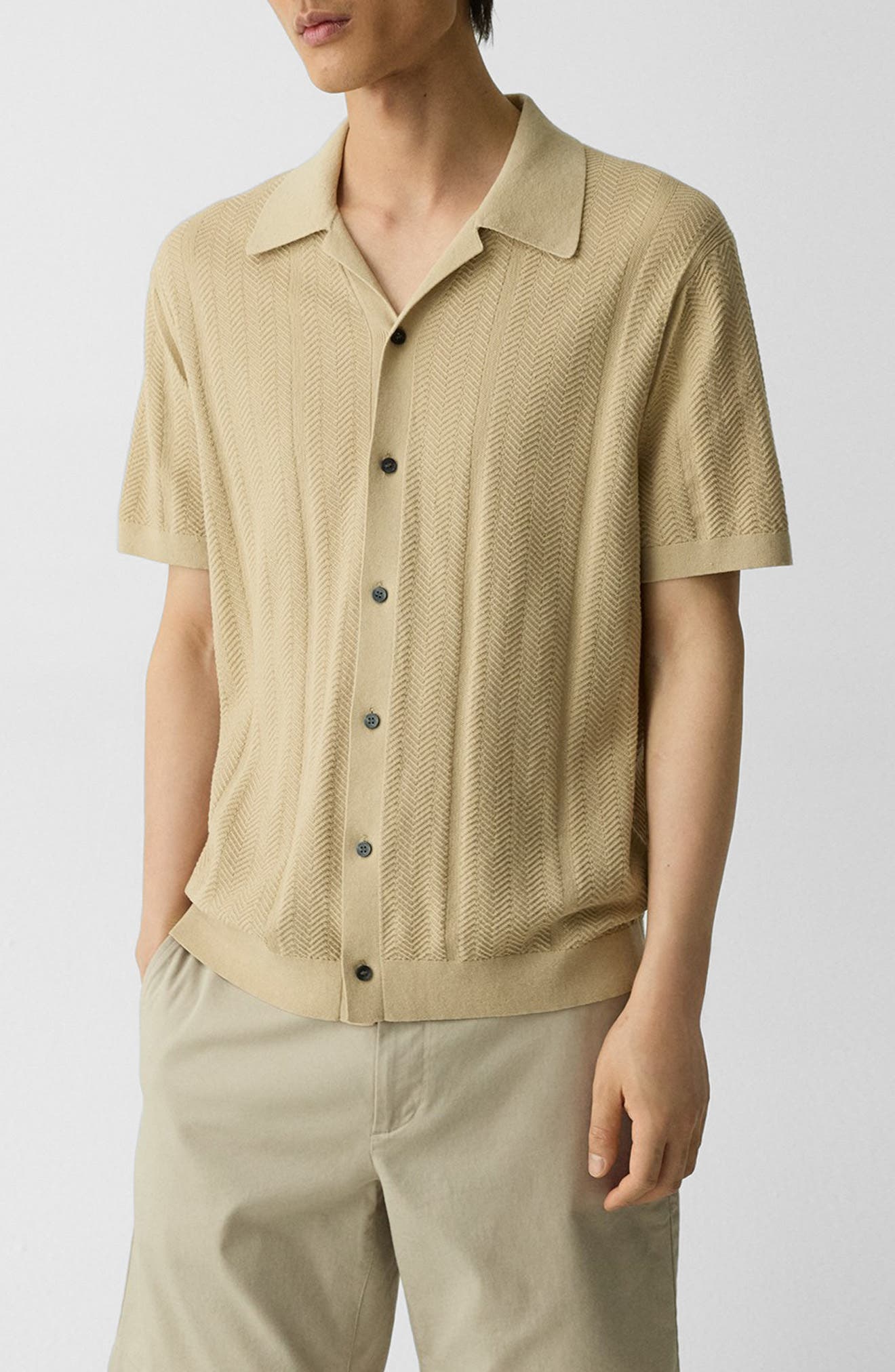 Theory Chevron Knit Camp Shirt