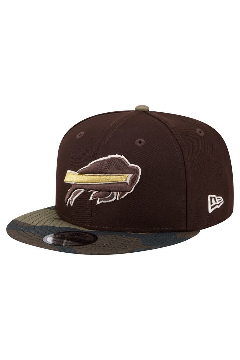 Men's New Era  Dark Brown Buffalo Bills Burnt Wood Camo 9FIFTY Snapback Hat, Main, color, Dark Brown