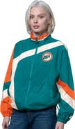 STARTER Women's Starter Aqua/Orange Miami Dolphins Vintage 1st Quarter Full-Zip Windbreaker