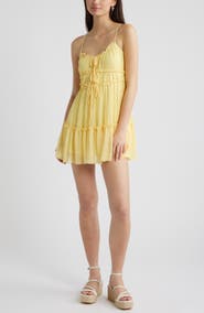 BP. Ruffle Tie Front Tiered Mini Sundress
