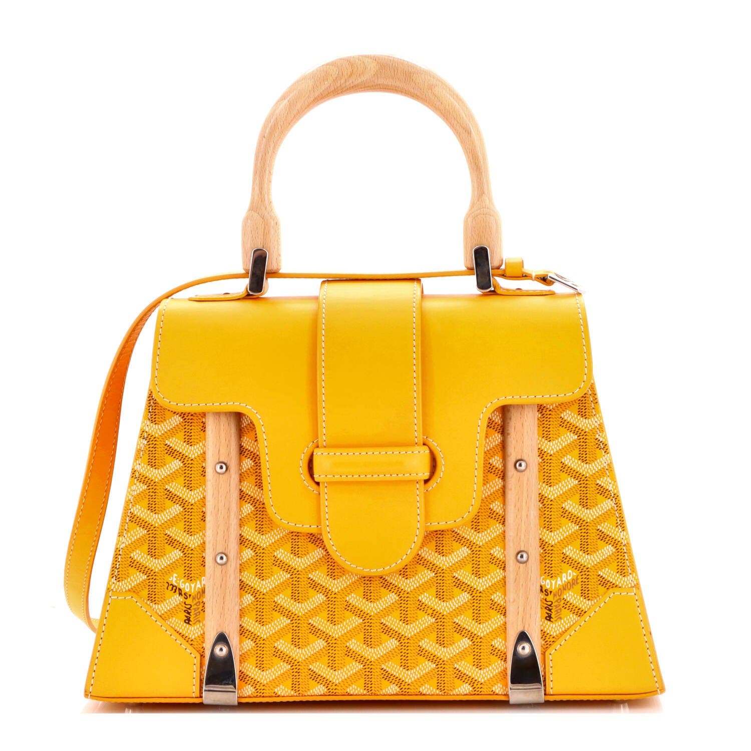Saigon Top Handle Bag Coated Canvas with Leather PM, Main, color, Yellow
