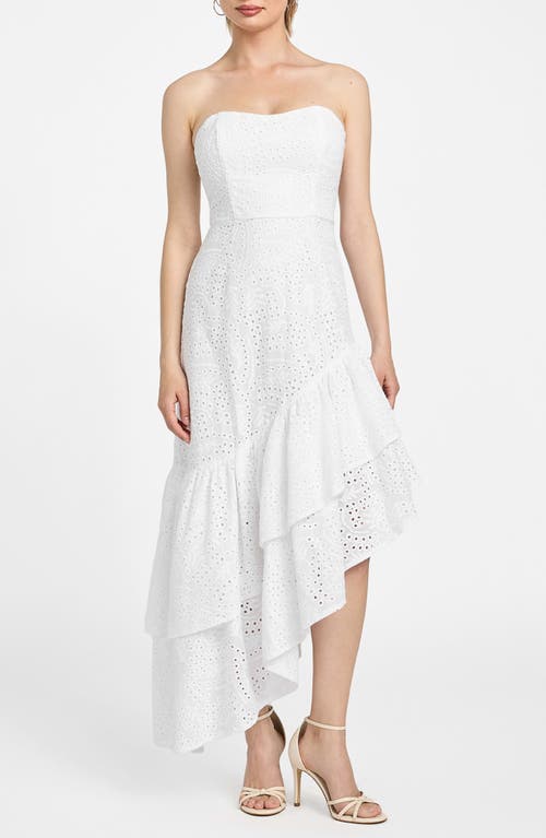 Guess Joyce Embroidered Eyelet Cotton High-low Dress In White