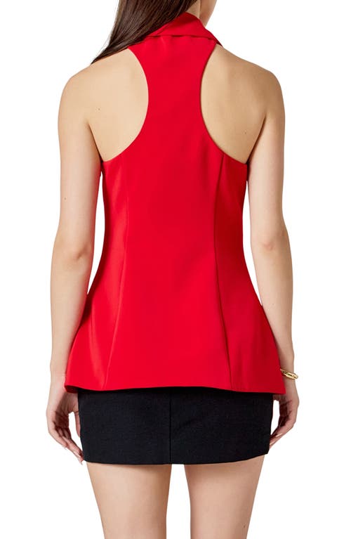 Endless Rose Sleeveless Choker Tie Top In Red