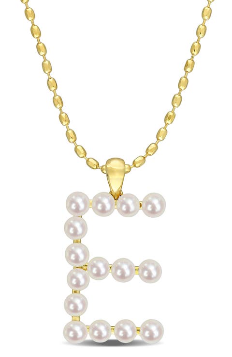 3.5-4mm Freshwater Cultured Pearl Initial Pendant Necklace