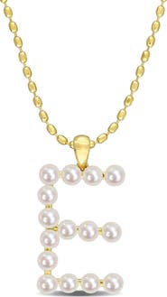 DELMAR 3.5-4mm Freshwater Cultured Pearl Initial Pendant Necklace