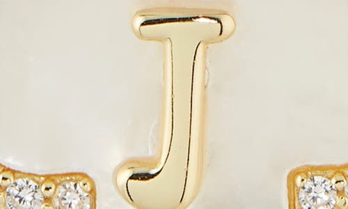 Argento Vivo Sterling Silver Clover Mother-of-pearl Initial Pendant Necklace In Gold