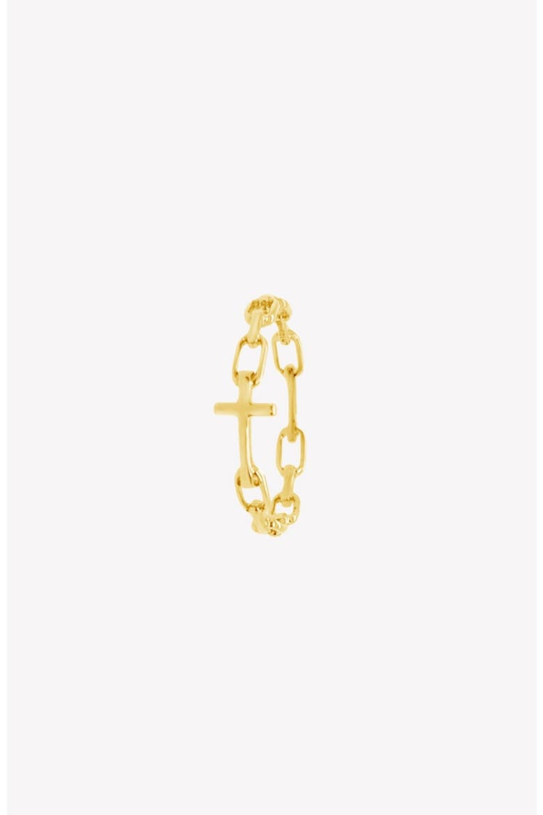 Chain Breaker Cross Ring, Main, color, 18k Gold Plated