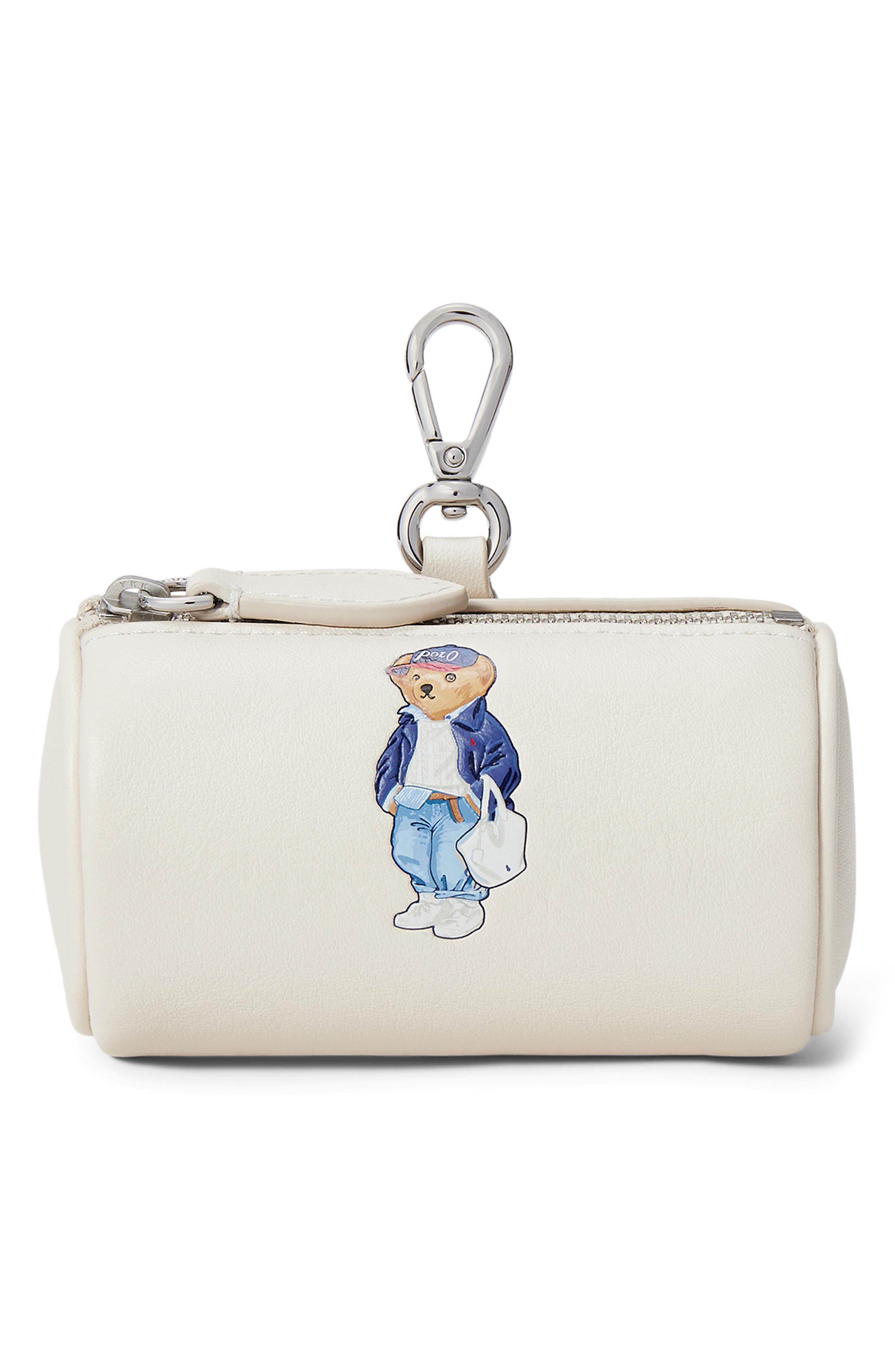 Polo Ralph Lauren Spring Bear Leather Coin Pouch, Main, color, 