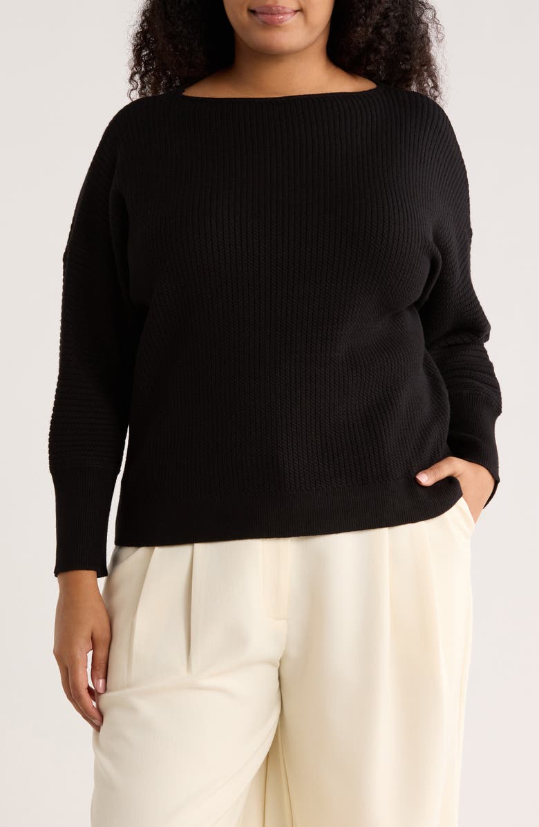 T Tahari Dolman Sleeve Sweater, Main, color, Black
