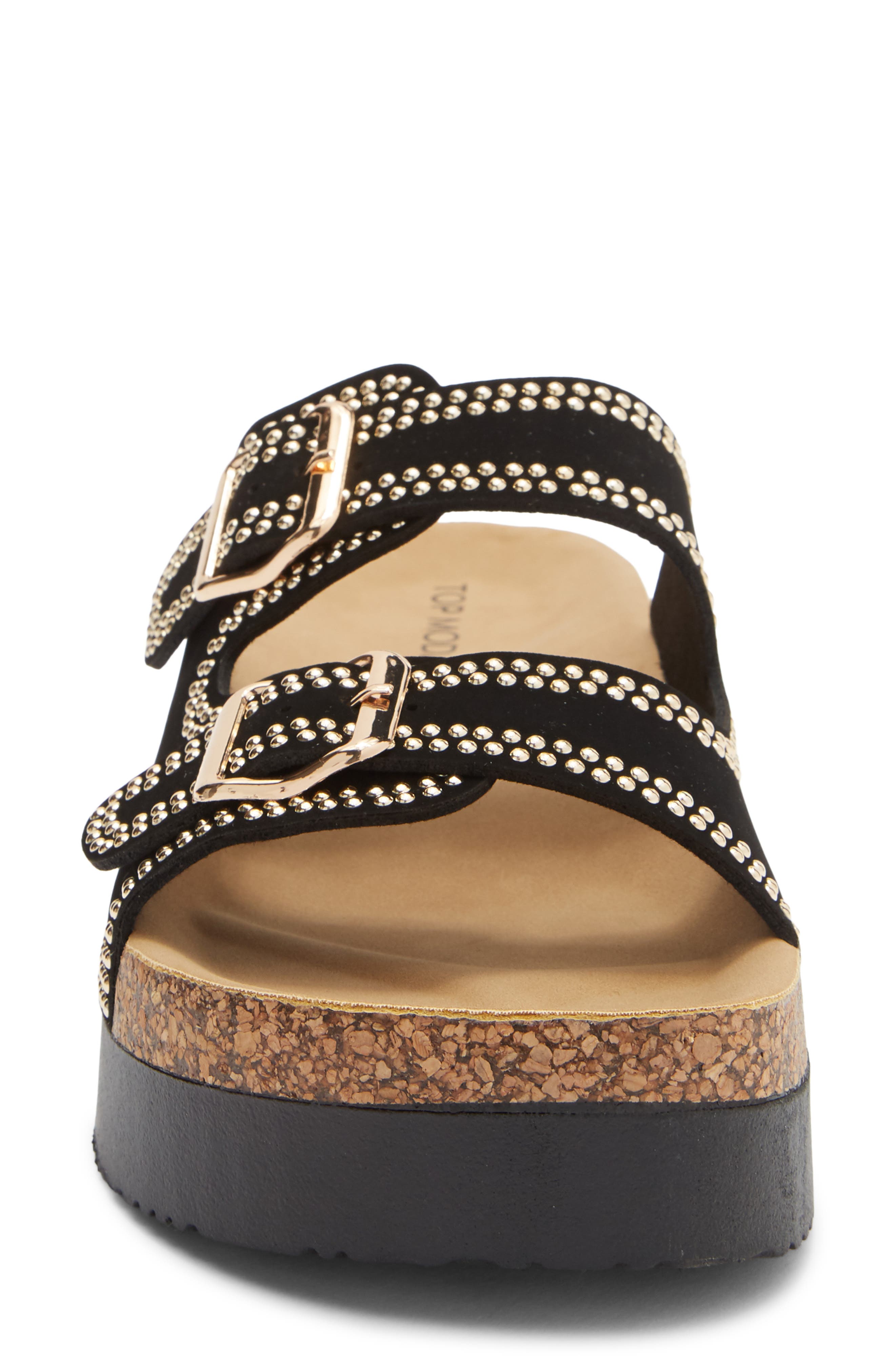 TOP MODA Avril Platform Slide Sandal, Alternate, color, Black Nub