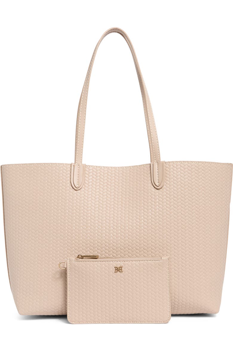 Sam Edelman Eva Large Woven Tote Bag & Pouch, Alternate, color, Beige