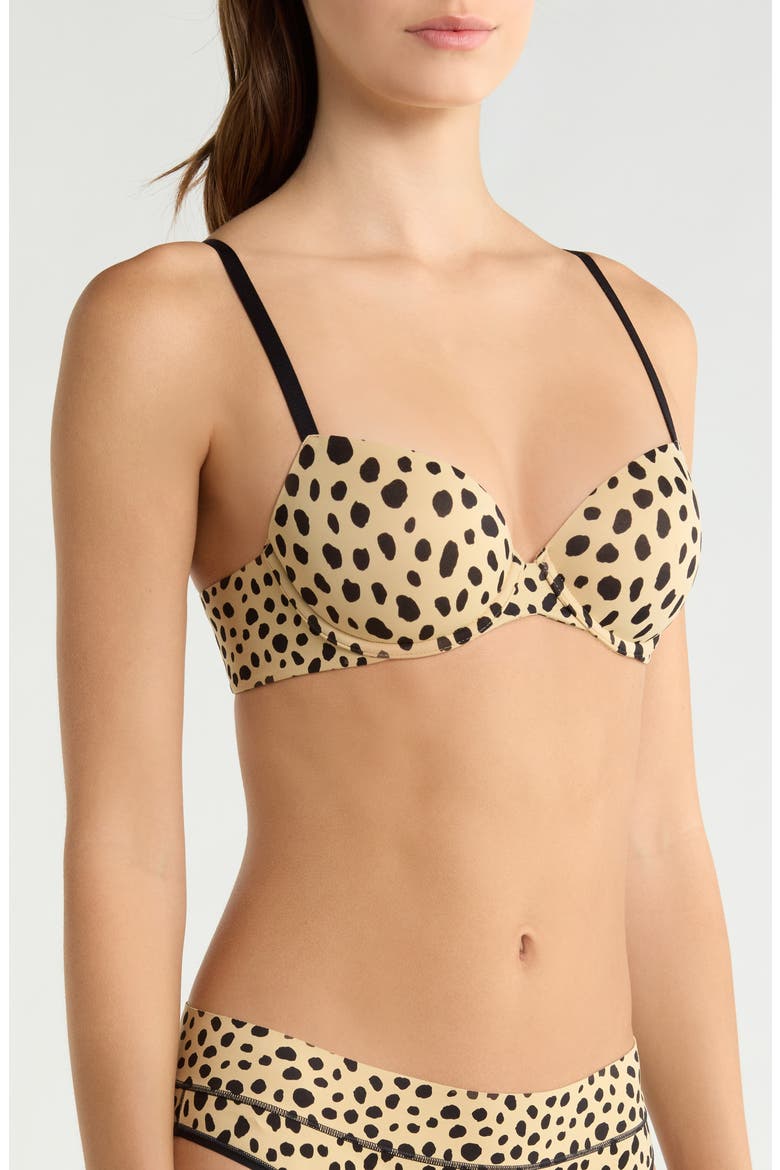 Soft N' Savage Padded Demi Bra, Alternate, color, CARMEL KISS BROWN WILD DOTS