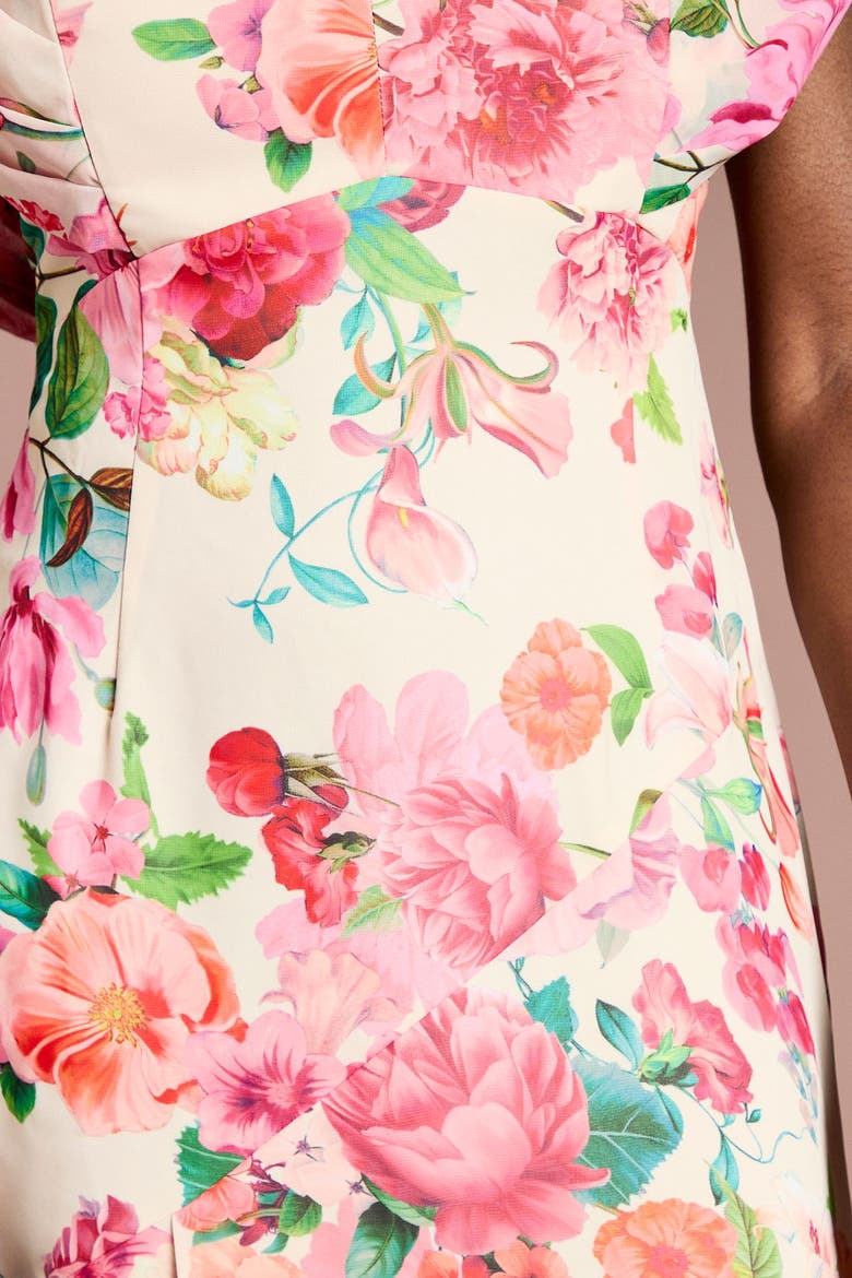 Floral Chiffon Midi Dress, Alternate, color, Ivory