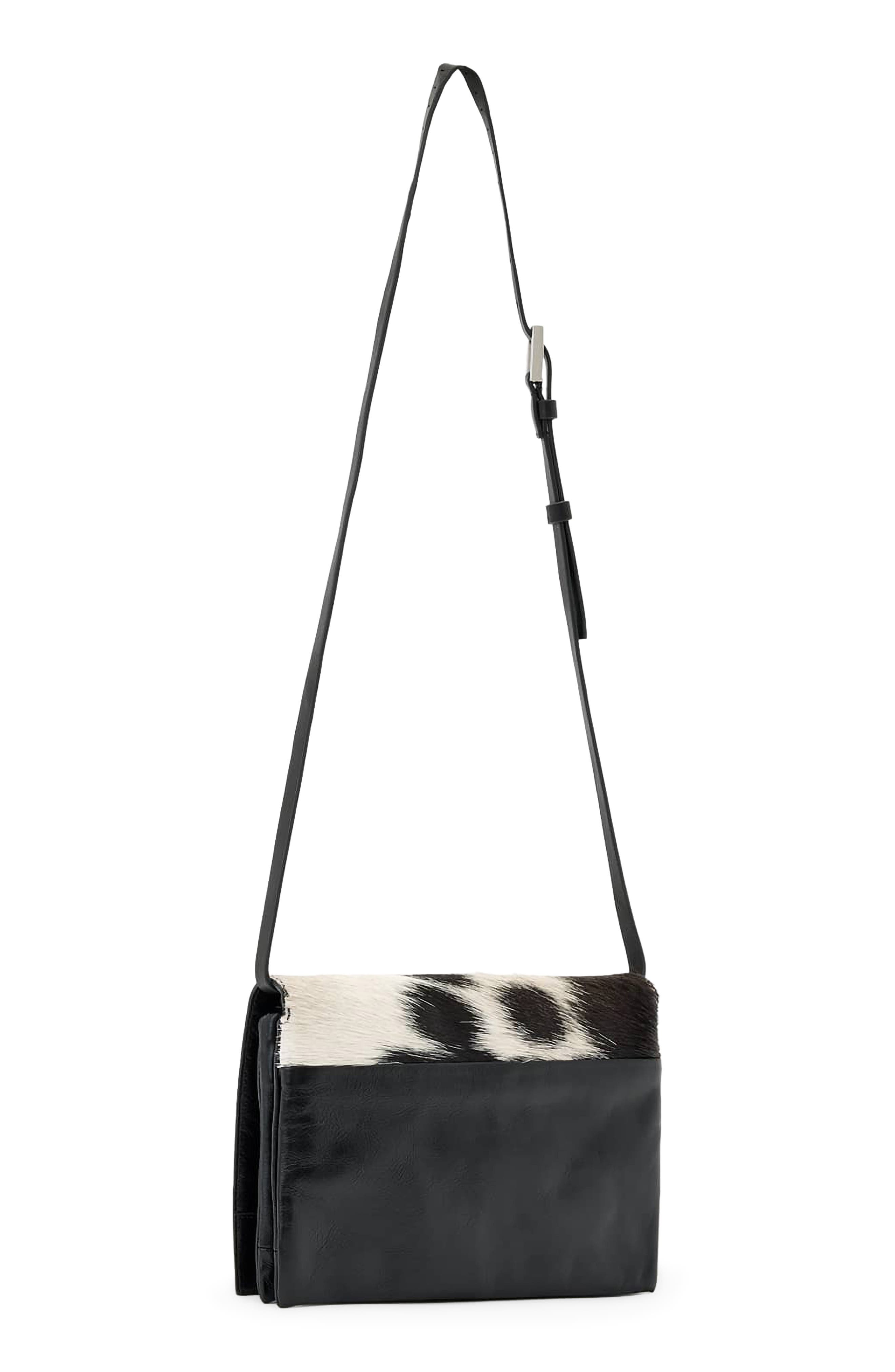 Uma Luxe Genuine Calf Hair Crossbody Bag, Alternate, color, WHITE/ BLACK
