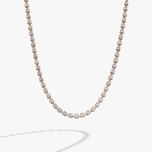 Alex And Ani Crystal Tennis Chain  Necklace In Gold