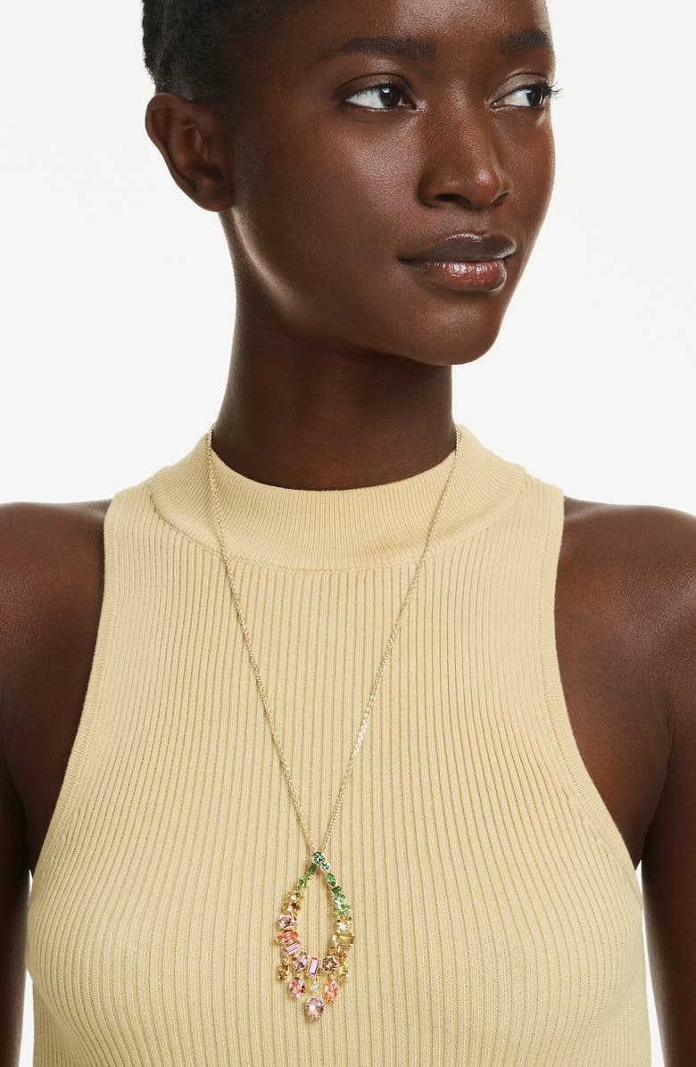 Swarovski Gema Crystal Charm Pendant Necklace, Alternate, color, Gold/ Multi