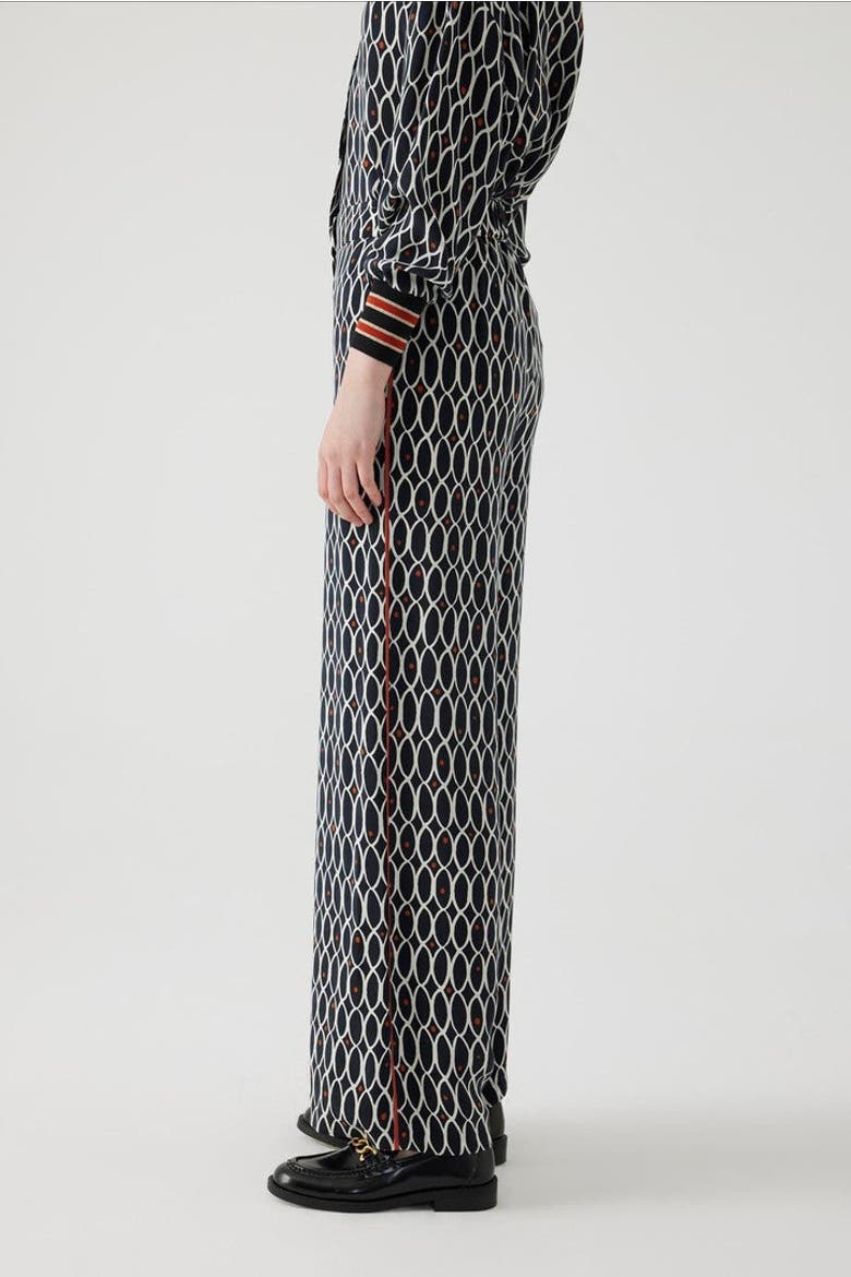 Adia Pants Geometric Patterned Palazzo Pants, Alternate, color, Black and White