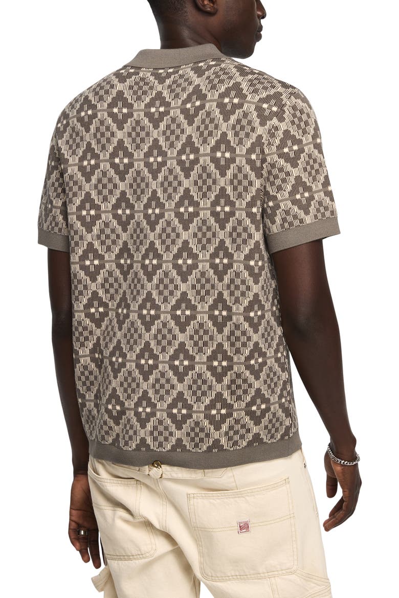 Geo Jacquard Full Button Cardigan, Alternate, color, BLACK INK