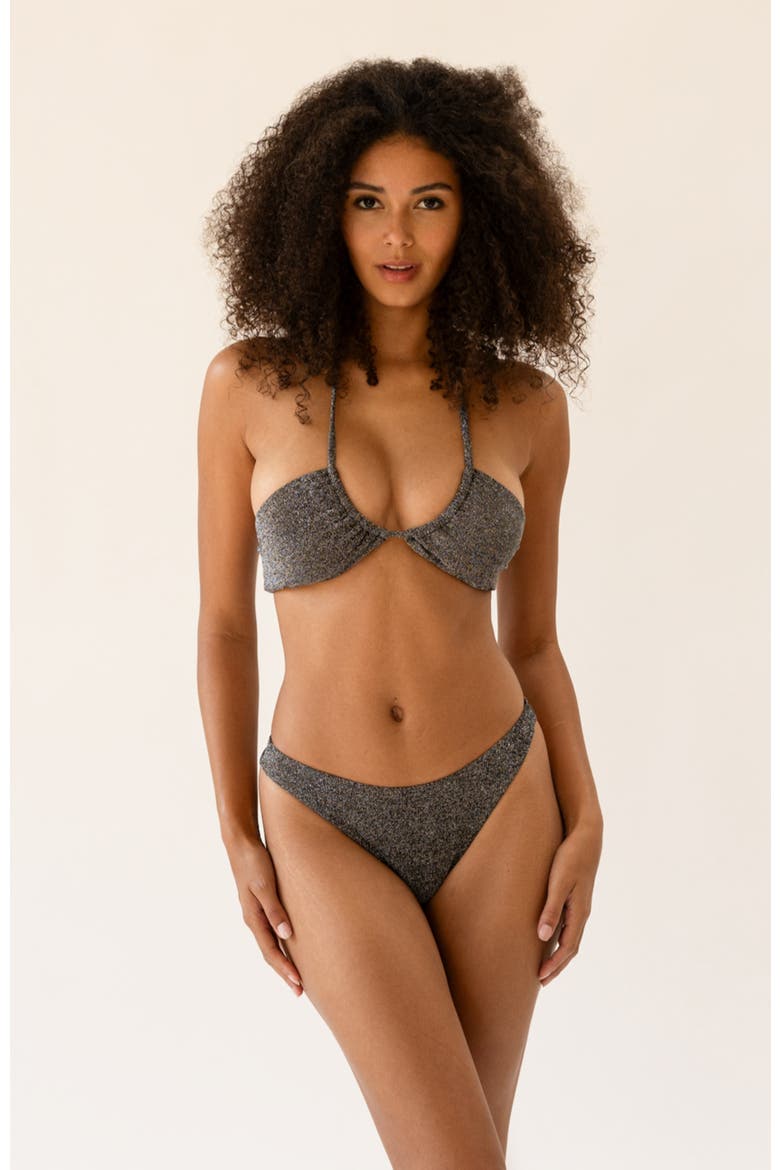 Seaport Thong Bikini Bottom, Alternate, color, Sparkle Black