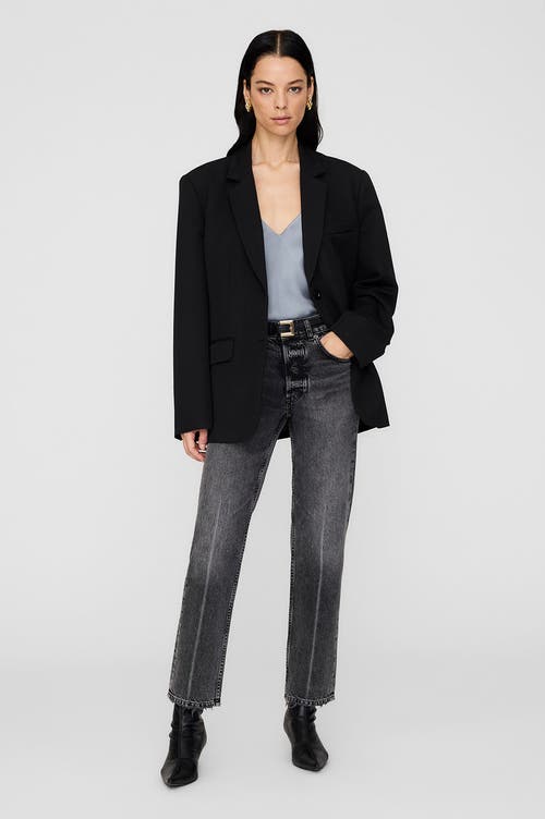 Anine Bing Ellen V-neck Silk Top In Blue