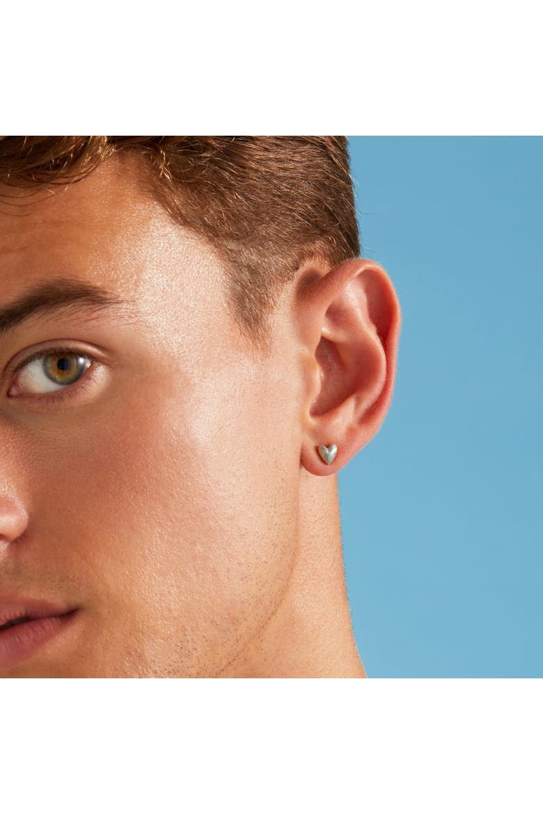 Heart Stud Earrings, Alternate, color, Platinum