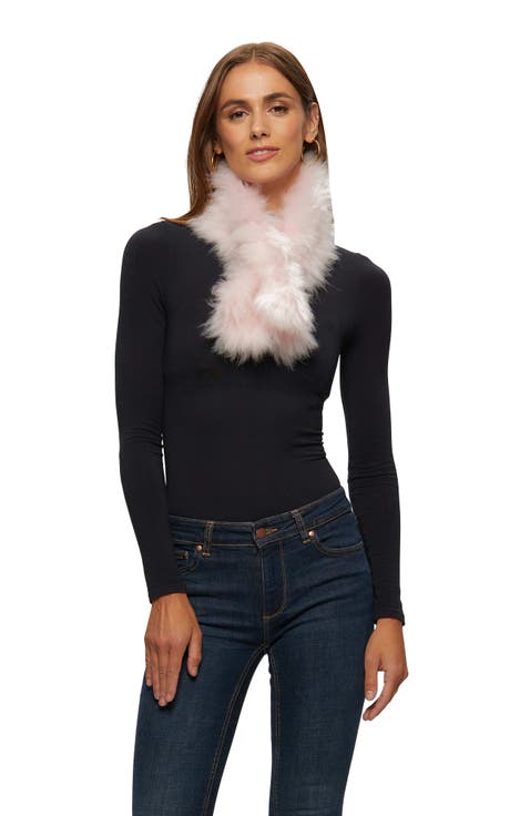 Knit Genuine Shearling Pull-Through Scarf