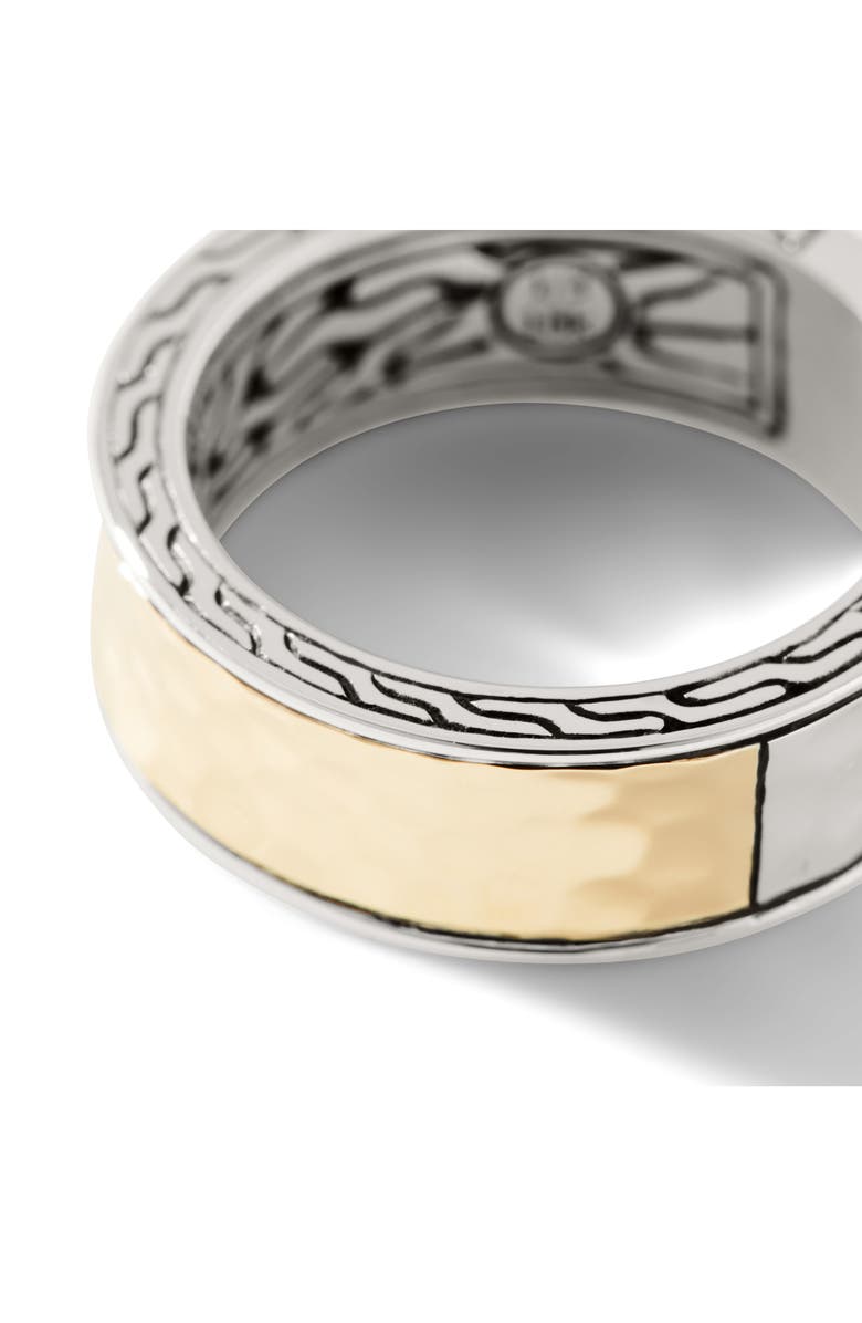 John Hardy Carved Chain Palu Band Ring, Silver, Gold, Alternate, color, Silver/ Gold