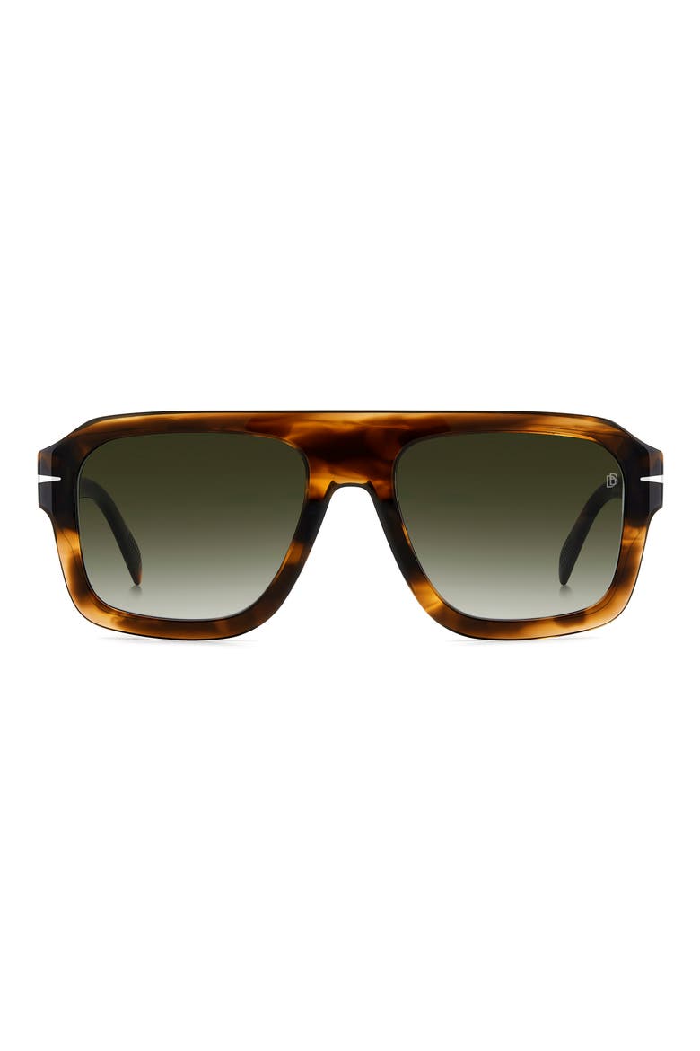 54mm Gradient Rectangular Sunglasses, Main, color, BROWN HORN/ GREEN SHADED