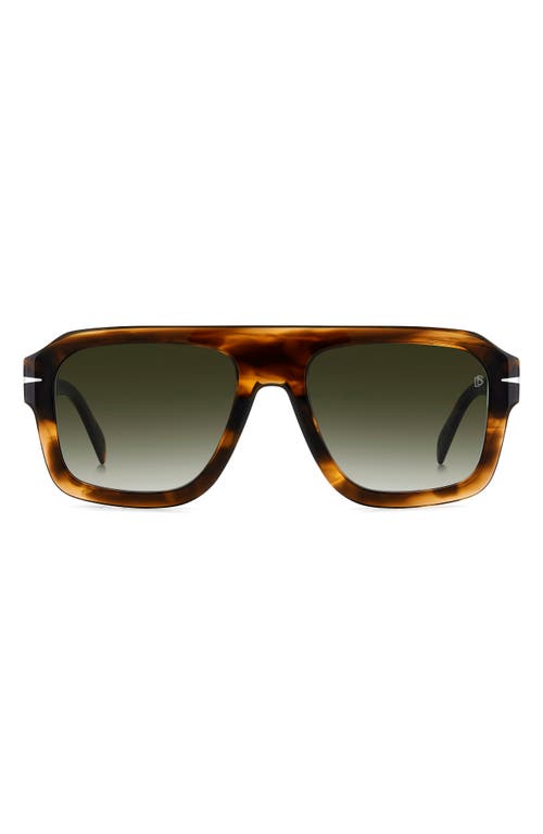 David Beckham Eyewear 54mm Gradient Rectangular Sunglasses in Brown Horn/Green Shaded 