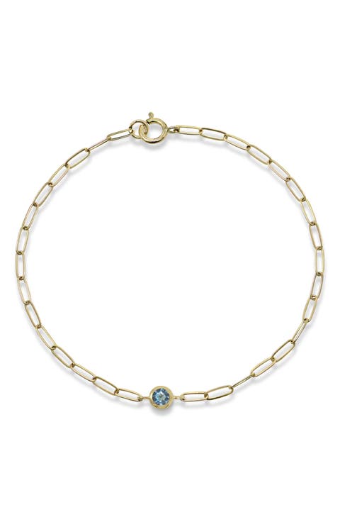 Classicque Birthstone Paper Clip Bracelet