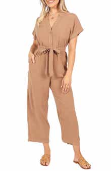 Petal & Pup Archie Tie Waist Linen Jumpsuit