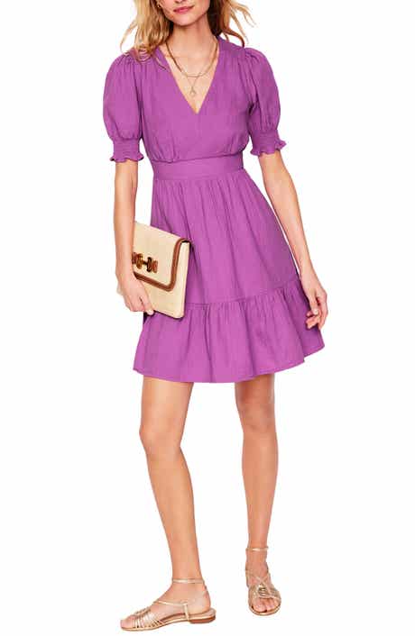 Boden Anna Puff Sleeve Double Cloth Cotton Tiered Dress
