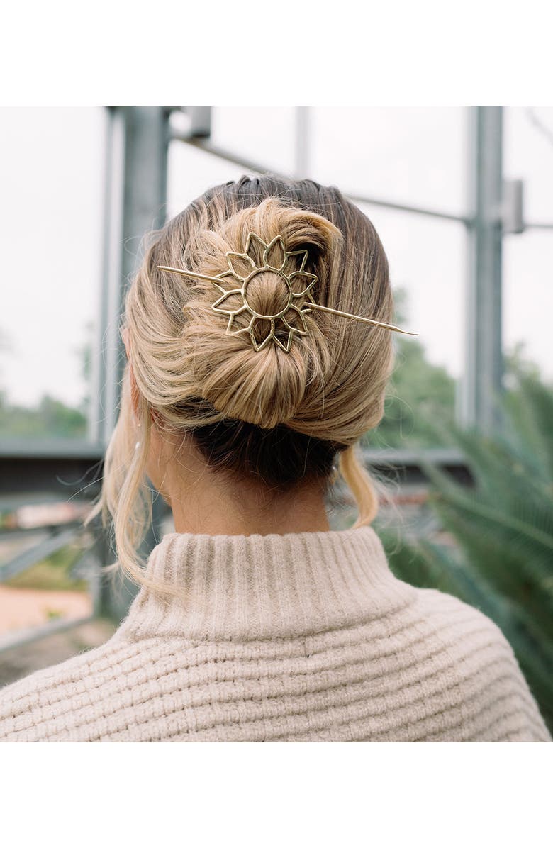 Matr Boomie Suryamukhi Sunflower Hair Pin - Slide with Stick, Alternate, color, Metallic Gold